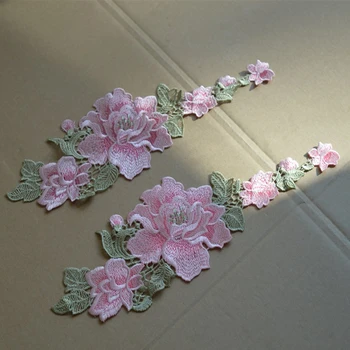 5 Adet Size30 * 10 cm Büyük Pembe Karışık Çiçek Gipür Aplike Işlemeli Dikmek-On Dantel Yama DIY Coaster Düğün Dekorasyon Güzel