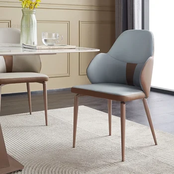 İtalyan Minimalist Deri Mutfak yemek sandalyeleri Modern Lüks Ev Yemek Sandalyesi Eğlence Yemek Odası Arkalığı Sandalyeler