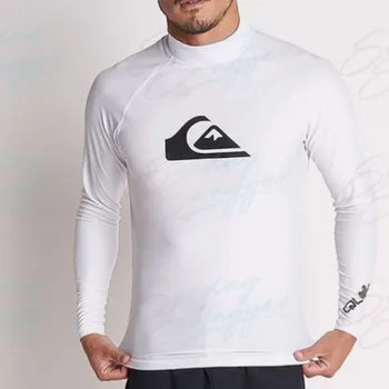 Erkekler Yüzme T-shirt Mayo Plaj UV Koruma Döküntü Guard Dalış Mayo Uzun Kollu Sörf Takım Elbise sörf Kıyafetleri Rashguard