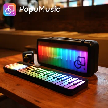 PopuPiano Akıllı Taşınabilir Piyano led ışık 29 tuşlu 7 Oktav Çok Fonksiyonlu Akor Pad Popubag Ücretsiz Oyun App Desteği Bluetooth