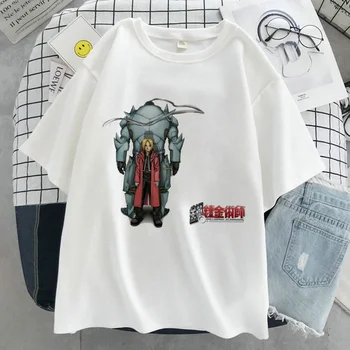 Fullmetal Simyacı Grafik Baskı T-shirt Kadın Harajuku Estetik Pembe Üstleri Tshirt 2022 Yeni Yaz Moda Y2k Kadın T Shirt