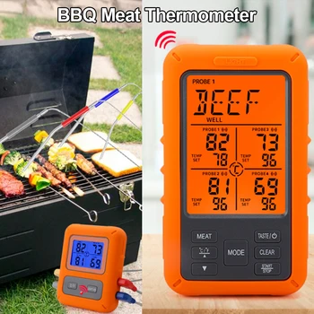 BARBEKÜ et termometresi Kablosuz 4 Probları Arka ışık zamanlayıcı ile barbekü ızgara fırın Mutfak Pişirme et termometresi Alarm Fonksiyonu