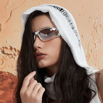 Üçgen Güneş Gözlüğü kadın Moda Internet Ünlü Aynı Stil Kedi Gözü Güneş Gözlüğü Şeffaf Lens deniz gözlüğü