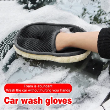 1 adet Yün Yumuşak Araba bulaşık eldivenleri Temizleme Fırçası Mikrofiber Peluş Mitt araba yıkama eldiveni Havlu Detaylandırma Fırçaları Sünger Araçları
