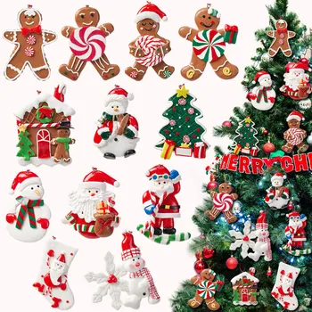 Noel Ağacı Süsleme Simüle Yumuşak Kil Lolipop Noel Baba baston şeker Noel Ağacı Kolye Noel Süs 2023 Ev Dekor