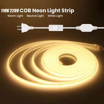 COB Neon ışık AC 220V 110V 288leds / M yüksek parlak CRI RA90 IP65 su Geçirmez kapalı açık dekor FCOB şerit bant halat LED şerit