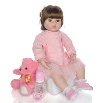 60 CM Reborn Yürümeye Başlayan Popüler Sevimli Kız Bebek Bebek Yumuşak Sarılın Vücut Yüksek Kaliteli El Yapımı oyuncak bebekler Noel Hediyesi