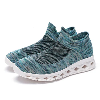Unisex Sıcak Satış Ucuz Mavi erkek Çorap Sneakers Yüksek Top Slip-on koşu ayakkabıları Erkekler Nefes Hafif spor ayakkabılar Adam için