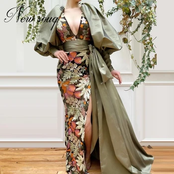 Nakış Bölünmüş Silt Parti Abiye 2020 Yeni Varış Couture Dubai Balo Kadın Elbise Vestidos Türk Kaftanlar Kız Parti