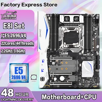JINGSHA E8I Anakart Seti E5-2696 V4 CPU Desteği DDR4 ECC RAM LGA2011-V3 / V4 Serisi CPU ve Turbo boost NVMe M. 2 X99