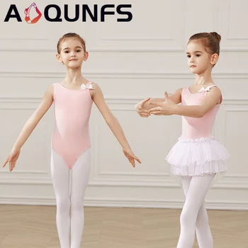 AOQUNFS Leotard Bale Kızlar İçin Jimnastik Dans Giyim Kaşkorse Beyaz Elbise Bale Kıyafeti Çocuk Mayoları Balerin Eğitim