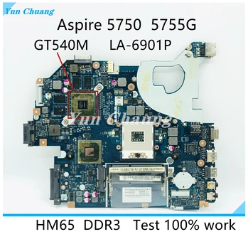 P5WE0 LA-6901P Anakart İçin ACER 5750 5750G 5755 5755G NV57 P5W50 Laptop anakart HM65 GT540M GPU DDR3 %100 % test çalışma