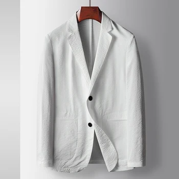 C82161 İlkbahar Ve Yaz Yeni erkek günlük giysi Streç Mikro Kırışıklık Hafif Lüks İş Rahat Olmayan demir İnce Kesit Ceket