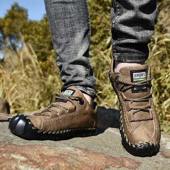 Moda Erkekler Rahat deri ayakkabı Kaliteli Bölünmüş deri erkek ayakkabısı Haki Loafers Flats Açık Ayakkabı Adam Kahverengi Moccasins