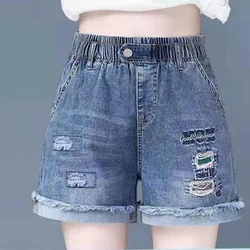 Yüksek belli Sıcak kot pantolon Kadın Yaz Gevşek Şık Geniş Bacak Şort Kot Kadın Streetwear Amerikan Tarzı Moda Kot 2023