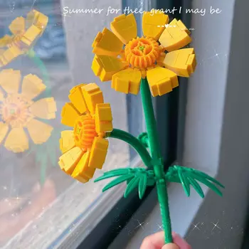 Sevimli Ins Çiçek Buketi Yapı Taşı Tuğla DIY Çiçekler Oyuncaklar sevgililer Günü Seti Hediye Kızlar Yetişkinler için Çocuk doğum günü hediyesi