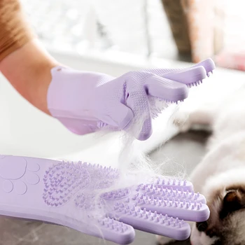 Moda Silikon Pet Banyo Fırçası Çevre Koruma Silikon Eldiven Pet Masaj Pet Bakım Eldiven Köpek Pet Bakım