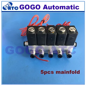 5 adet manifoldu vana connet boru OD 1/8 1/4 3/8 1/2 4/6/8/10mm Pnömatik doğrudan etkili solenoid valf 2V025-06 gaz vanası seti
