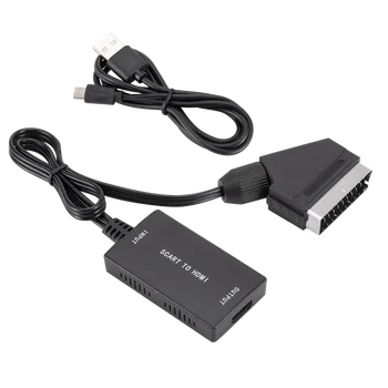 SCART HDMI uyumlu Video ses dönüştürücü ile USB kablosu 1080P HDTV İçin Gökyüzü Kutusu STB Fiş HD TV DVD için lüks dönüştürücü