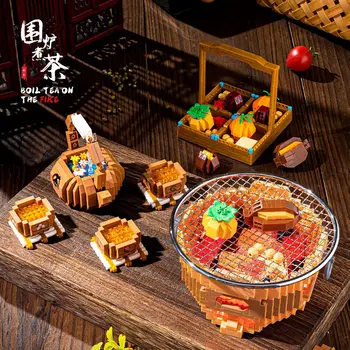 Yeni MOC Yaratıcı Çin Çay Yapı Taşı Modeli Mikro Parçacık Dekoratif Süsler çocuk Monte Tuğla Oyuncak Hediyeler