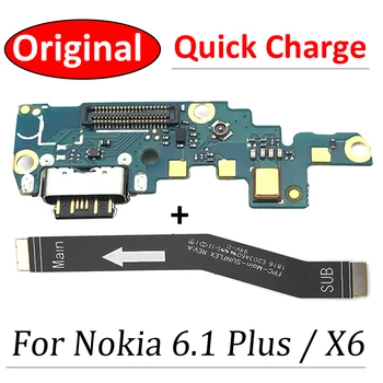100 % Orijinal Nokia 6.1 Için Artı / X6 TA - 1099 TA - 1103 USB Şarj Kurulu girişli şarj cihazı dock mikrofonlu konnektör Flex Kablo Kurulu