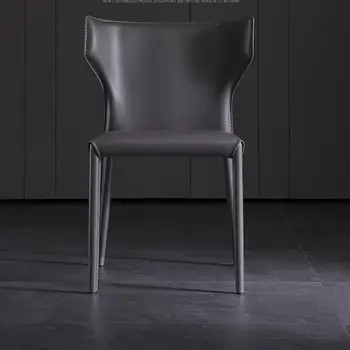 Işık lüks Minimalist eyer sandalye Ev yemek Odası eyer Sert deri sandalye eğlence müzakere sırtlı sandalye İtalyan