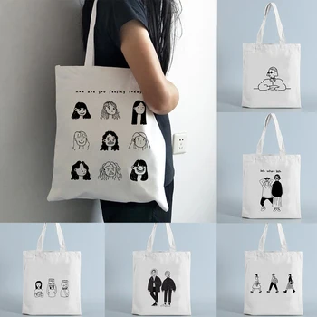 Özelleştirilebilir Baskılı Tuval bez alışveriş çantası Kızlar için Hediyeler Öğrenciler Arkadaşlar için tekrar kullanılabilir alışveriş poşetleri kadın bez çantalar