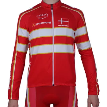 ILKBAHAR YAZ Uzun Bisiklet Formaları 2019 DANİMARKA MİLLİ TAKIMI kırmızı Mtb Uzun Kollu Erkek bisiklet kıyafeti Bisiklet Giyim