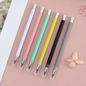 2 PC Macaron Renk Ebedi Kalem HB Hiçbir Mürekkep Silinebilir Kalem Taşınabilir Değiştirilebilir Kalem Yazma Çocuklar için Sanat Okul Malzemeleri