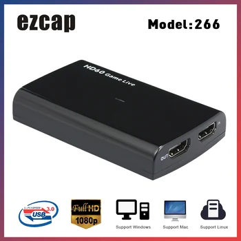 ezcap266 1080P HD video oyunu Yakalama Kutusu Canlı Video Desteği 1080P Video Girişi ve Çıkışı MİKROFON Girişi Siyah