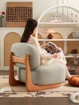 Kanepe Sandalye katı ahşap Alpaka Kadife Tembel Oturma Odası tek sırtlı sandalye Yatak Odası Zemin Tasarımı Oturma Odası Mobilya Modern Tarzı