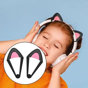 1 Çift Kulaklık Kedi Kulak Kolye Kulaklık Dekorasyon Silikon Kulaklık Aksesuarları Kulaklık Kedi Kulak Kiti Evrensel