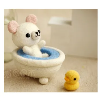 Banyo ayı ördek yavrusu karikatür hayvan seti yün iğne seti yün keçe iğne keçe dekorasyon zanaat needlecraft DIY el yapımı