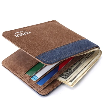 Yeni Erkek Tuval küçük cüzdan Erkek Küçük Üç katlı Çanta kart tutucu Para Çantası Erkek cüzdan Portomonee 2023