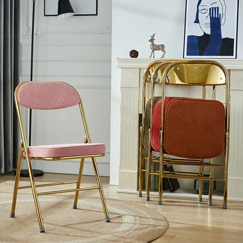 Retro Tasarımcı Yatak Odası Eğlence yemek sandalyeleri Basit Mutfak Aile Yanında sırtlı sandalye Yaratıcı Balkon Giyim Mağazası Katlanabilir Sandalye L