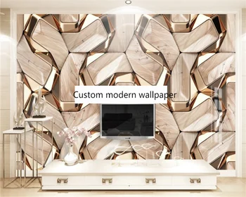 beibehang Özelleştirilmiş yeni modern üç boyutlu soyut geometrik altın metal desen fotoğraf oturma odası papier peint duvar kağıdı