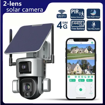 10X Zoom 4G SIM Kamera 5MP PTZ 2-in-1 WiFi Güvenlik Gözetleme Bağlantı Projektör Otomatik İzleme Çoklu Lens Kamera