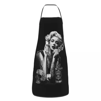Manikürcü barbekü akşam yemeği partisi için Marilyn Monroe mutfak ızgara önlükleri ayarlanabilir Önlükler