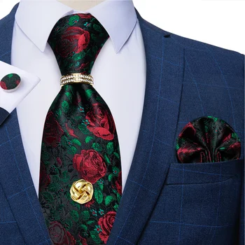 Lüks ipek kravatlar Erkekler için Altın Kravat Tack Zinciri yapay elmas yüzük Mendil Kol Düğmeleri 8cm Genişlik Düğün Parti Aksesuarları