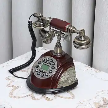 Dijital Telefon Sabit Klasik Vintage Antika Telefon Eski Moda Düğme Arama Ev Telefonu Dekorasyon için