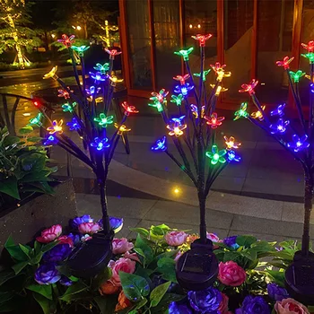 1/2 adet Açık Güneş Garland Lamba Su Geçirmez Kiraz Gül Çiçek Güneş Aydınlatma Bahçe Noel Dekorasyon için Çim Lambaları