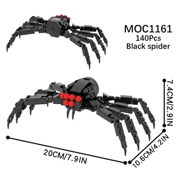 MOC Oyunu Yaratıcı Serisi Siyah Örümcek Canavar Yapı Tuğla Şekil Blok Monte Eğitim Modeli DIY Oyuncak Çocuk Hediyeler İçin