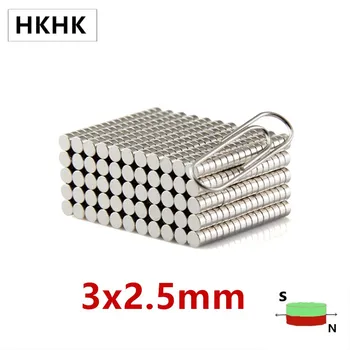 HKHK 200-1000 ADET Çaplı Mıknatıs 3x2. 5mm 2.5 mm mini mıknatıs kodlayıcı 3mm x 2.5 mm güçlü manyetik standart 3x2. 5mm