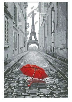 Paris'te sokak Sahne Yağmur En Kaliteli Sayılan Çapraz Dikiş Kitleri 16CT18CT 14CT Beyaz Tuval Nakış DIY El Yapımı Ev Dekor