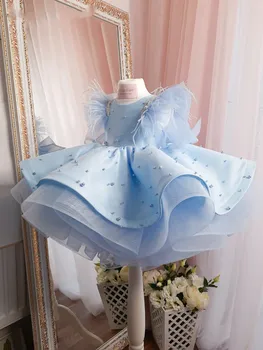 Pembe Boncuklu Balo Kızlar Pageant Elbise Spagetti Sapanlar Prenses Çiçek Kız Elbise Payetli Saten Aplike İlk Communion Elbise