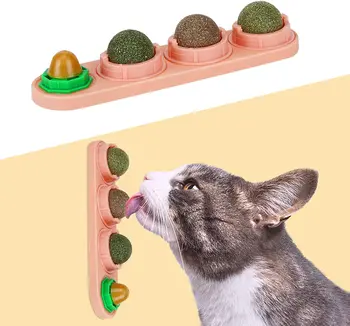 Catnip Topu Kediler Oyuncak Kedi Nane Duvar Topu Catnip Oyuncaklar için Kedi Diş Temiz Yenilebilir Dönen Çıkarılabilir Catnip Topları Sağlıklı Kedi Tedavi