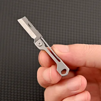 Paslanmaz Çelik Kare Mini Katlanır Bıçak Keskin Taşınabilir Ekspres Açma Bıçağı Anahtarlık Kolye Taşınabilir Çakı.