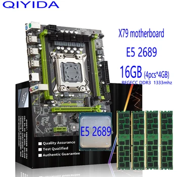 Qıyıda X79 anakart combo kiti seti E5 2689 CPU 4X4GB = 16GB DDR3 bellek Sunucusu NVME M. 2 SATA3. 0