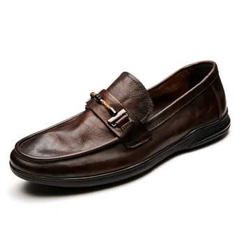 Ayakkabı Erkekler için Lüks Loafer'lar tasarım ayakkabı Erkekler Bahar Sonbahar Hakiki Deri Erkek Yüksekliği Artan nefes alan günlük erkek ayakkabısı