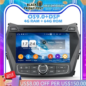 1280 * 720 IPS DSP Android 10.0 4GB 64GB ROM araç DVD oynatıcı Oynatıcı Wifi Bluetooth RADYO GPS Harita Hyundai IX45 Santa Fe 2013 -2016